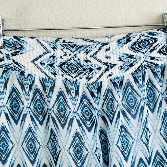 Red Saks Fifth Avenue Blue White Wide Leg Pullon Aztec Palazzo Pants XS - Picture 5 of 10